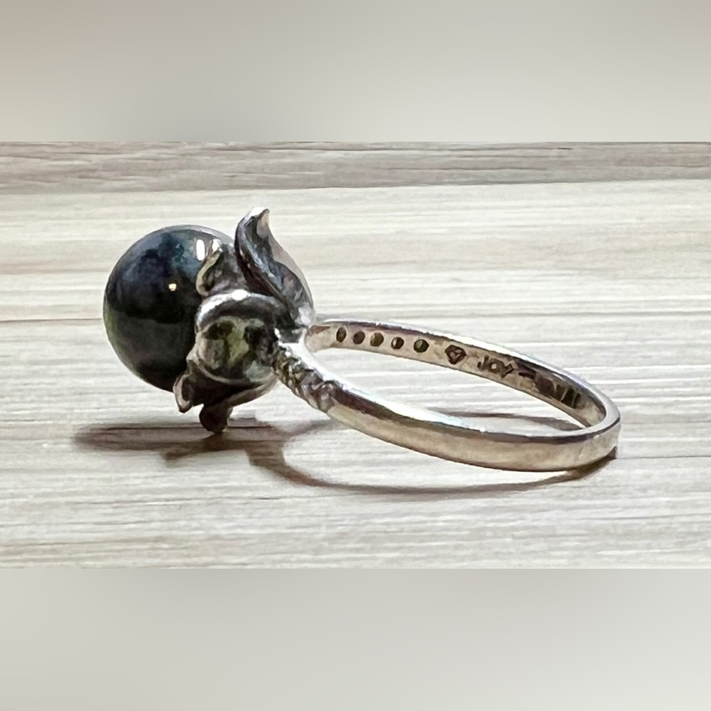 Designer JOY Sterling Silver Gray Quartz Flower Cocktail Ring, Size 7, 5.5g - Picture 3 of 11